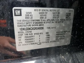 2016 Chevrolet Tahoe with VIN 1GNLCDKCXGR349036, listed as a Copart auction lot 74123044 with Not provided miles and Salvage title. Bid and sale history available at DreamBid. Image 13.
