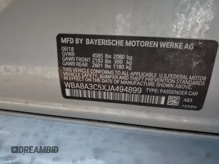 2018 BMW 3 Series 320i xDrive z VIN WBA8A3C5XJA494899, wystawiony jako IAAI lot #42092150 z przebiegiem 60 884 mil mil oraz . Historia ofert i sprzedaży dostępna na DreamBid. Obrazek 9.