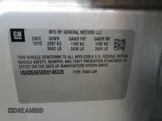 2013 Cadillac CTS Luxury with VIN 1G6DG5E56D0146328, listed as a Copart auction lot 62452385 with 51,874 mi miles and Salvage title. Bid and sale history available at DreamBid. Image 12.
