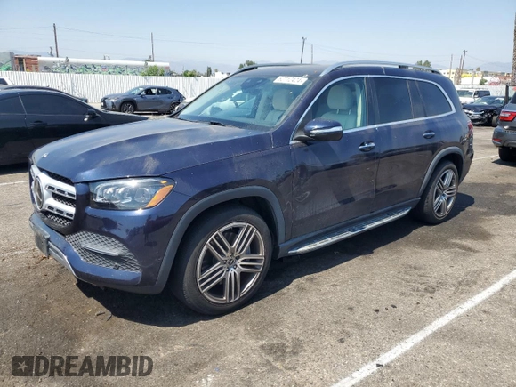 2021 Mercedes-Benz GLS 450 with VIN 4JGFF5KEXMA442665, listed as a Copart auction lot 62712424 with 24,449 mi miles and Salvage Title. Bid and sale history available at DreamBid. Image 1.