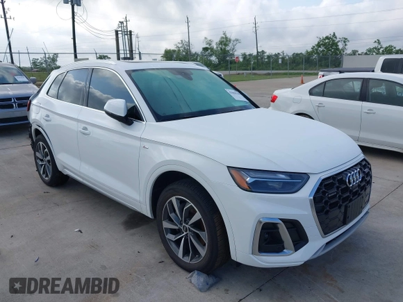 2022 Audi Q5 S line Premium Plus with VIN WA1EAAFY7N2088928, listed as a IAAI auction lot 42068146 with 42,956 mi miles and . Bid and sale history available at DreamBid. Image 1.