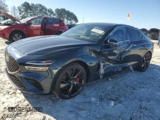 2022 Genesis G70 3.3T with VIN KMTG54TE2NU103064, listed as a Copart auction lot 46154575 with 23,035 mi miles and Salvage Title. Bid and sale history available at carsss.com. Image 1.