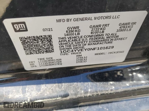 2022 Chevrolet Silverado 3500HD High Country z VIN 1GC4YVEY0NF101629, wystawiony jako Copart lot #52265005 z przebiegiem 177 935 mil mil oraz Tytuł czysty. Historia ofert i sprzedaży dostępna na DreamBid. Obrazek 12.