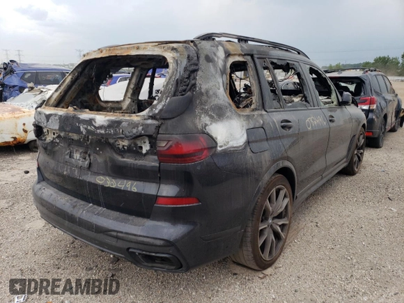 2022 BMW X7 M50i with VIN 5UXCX6C01N9K20496, listed as a Copart auction lot 57682904 with 0 mi miles and Non Repairable. Bid and sale history available at carsss.com. Image 3.