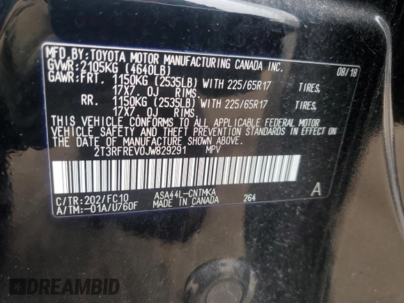 2018 Toyota RAV4 XLE with VIN 2T3RFREV0JW829291, listed as a Copart auction lot 47640525 with 115,633 mi miles and Salvage Title. Bid and sale history available at carsss.com. Image 15.