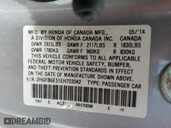 2014 Honda Civic Si z VIN 2HGFB6E51EH703042, wystawiony jako Copart lot #53971485 z przebiegiem 193 207 mil mil oraz Szkoda całkowita • Salvage title. Historia ofert i sprzedaży dostępna na DreamBid. Obrazek 12.
