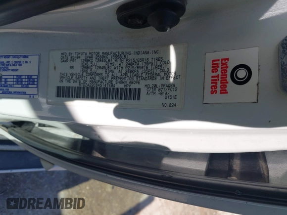 2004 Toyota Sienna XLE z VIN 5TDZA22C84S147404, wystawiony jako IAAI lot #41638416 z przebiegiem 181 672 mil mil oraz . Historia ofert i sprzedaży dostępna na DreamBid. Obrazek 9.