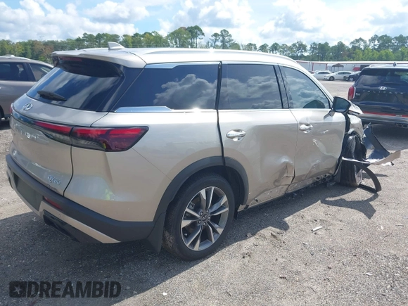 2024 Infiniti QX60 Luxe with VIN 5N1DL1FR6RC343763, listed as a IAAI auction lot 42686502 with 3,791 mi miles and . Bid and sale history available at DreamBid. Image 4.