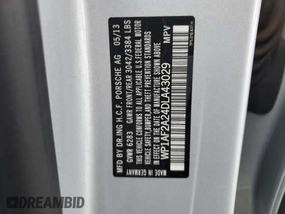 2013 Porsche Cayenne Diesel with VIN WP1AF2A24DLA43029, listed as a Copart auction lot 59388465 with 161,304 mi miles and Salvage title. Bid and sale history available at DreamBid. Image 13.