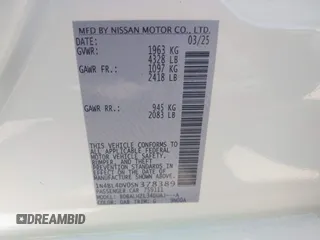 2025 Nissan Altima SV z VIN 1N4BL4DV0SN378389, wystawiony jako IAAI lot #41984535 z przebiegiem 46 mil mil oraz . Historia ofert i sprzedaży dostępna na DreamBid. Obrazek 9.