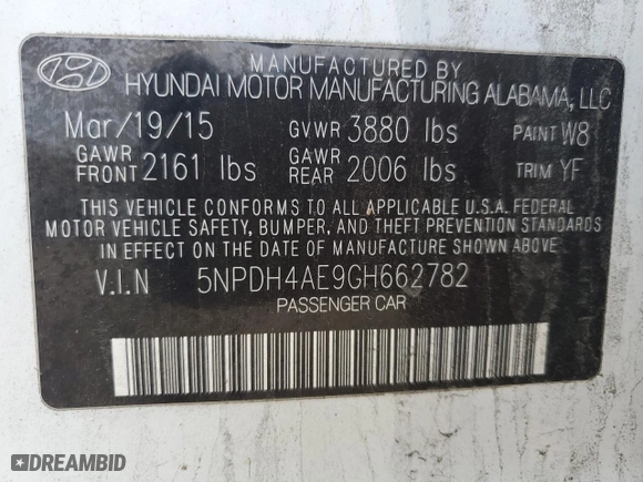 2016 Hyundai Elantra SE with VIN 5NPDH4AE9GH662782, listed as a Copart auction lot 50404565 with 133,741 mi miles and Salvage Title. Bid and sale history available at carsss.com. Image 12.