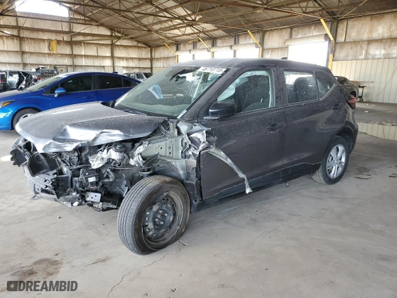2023 Nissan Kicks S with VIN 3N1CP5BV3PL547973, listed as a Copart auction lot 46710715 with 56,361 mi miles and Salvage Title. Bid and sale history available at carsss.com. Image 1.