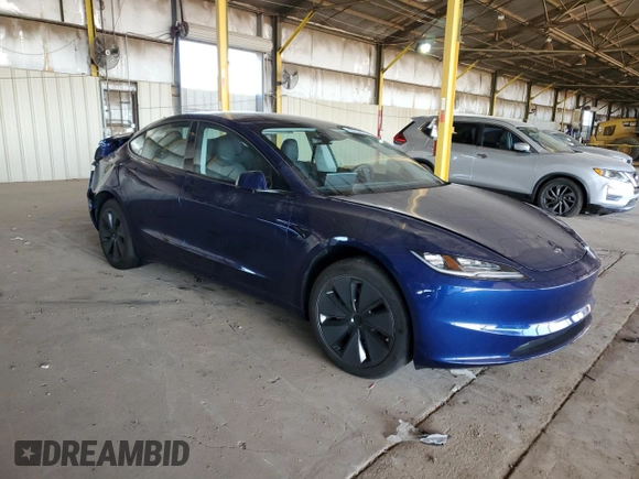 2025 Tesla Model 3 Long Range with VIN 5YJ3E1EA7SF880270, listed as a Copart auction lot 49733925 with 7,542 mi miles and Salvage Title. Bid and sale history available at DreamBid. Image 4.