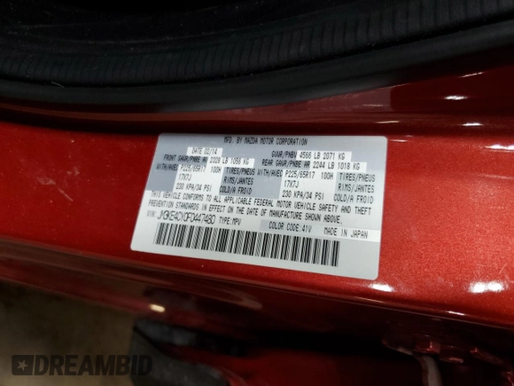 2015 Mazda CX-5 Touring with VIN JM3KE4CY0F0447480, listed as a Copart auction lot 53031845 with 70,724 mi miles and Salvage Title. Bid and sale history available at carsss.com. Image 15.