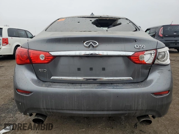 2017 Infiniti Q50 2.0t Premium with VIN JN1CV7AR7HM680684, listed as a Copart auction lot 86705644 with 0 mi miles and Salvage Title. Bid and sale history available at carsss.com. Image 6.