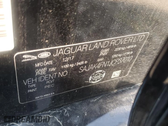 2018 Jaguar XE with VIN SAJAK4FN1JCP37010, listed as a Copart auction lot 66070803 with 84,035 mi miles and Salvage Title. Bid and sale history available at DreamBid. Image 13.