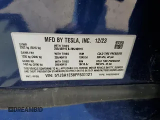 2023 Tesla Model S with VIN 5YJSA1E58PF531121, listed as a Copart auction lot 63683355 with Not provided miles and Salvage title. Bid and sale history available at DreamBid. Image 12.