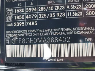 2021 Mercedes-Benz GLS 580 with VIN 4JGFF8GE0MA388402, listed as a IAAI auction lot 41877633 with 48,798 mi miles and . Bid and sale history available at DreamBid. Image 9.