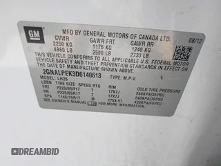 2013 Chevrolet Equinox LT z VIN 2GNALPEK3D6140613, wystawiony jako IAAI lot #41787721 z przebiegiem 139 652 mil mil oraz . Historia ofert i sprzedaży dostępna na DreamBid. Obrazek 9.