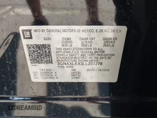 2020 Chevrolet Equinox LT with VIN 3GNAXLEX3LL237278, listed as a IAAI auction lot 41893794 with 61,342 mi miles. Bid and sale history available at carsss.com. Image 9.