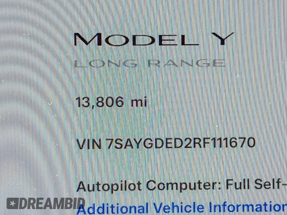 2024 Tesla Model Y с VIN 7SAYGDED2RF111670, выставлен на аукционе IAAI как лот 42321121 с пробегом 13 806 миль миль и . История ставок и продаж доступна на DreamBid. Изображение 15.