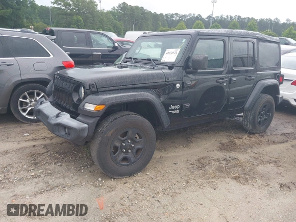 2019 Jeep Wrangler Unlimited Sport S with VIN 1C4HJXDG1KW603345, listed as a IAAI auction lot 42474523 with 90,048 mi miles and . Bid and sale history available at DreamBid. Image 2.