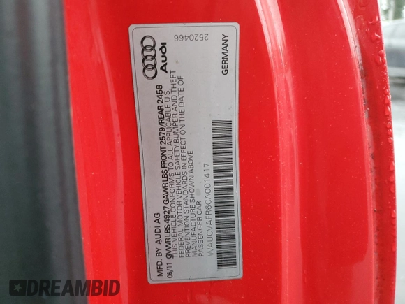 2012 Audi S5 Premium Plus z VIN WAUCVAFR6CA001417, wystawiony jako Copart lot #42179465 z przebiegiem 122 296 mil mil oraz Czysty tytuł • Clean title. Historia ofert i sprzedaży dostępna na DreamBid. Obrazek 12.