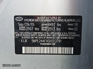 2016 Hyundai Sonata 2.4L SE with VIN 5NPE24AFXGH313791, listed as a Copart auction lot 49006875 with 213,434 mi miles and Clean Title. Bid and sale history available at carsss.com. Image 12.