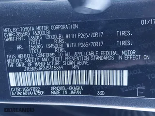 2017 Toyota 4Runner SR5 with VIN JTEBU5JR2H5415869, listed as a IAAI auction lot 40962324 with 104,143 mi miles. Bid and sale history available at carsss.com. Image 9.
