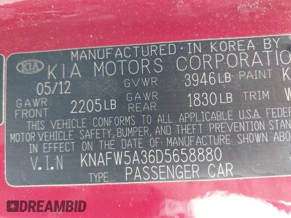2013 Kia Forte SX с VIN KNAFW5A36D5658880, выставлен на аукционе IAAI как лот 42432259 с пробегом 176 721 миль миль и . История ставок и продаж доступна на DreamBid. Изображение 9.