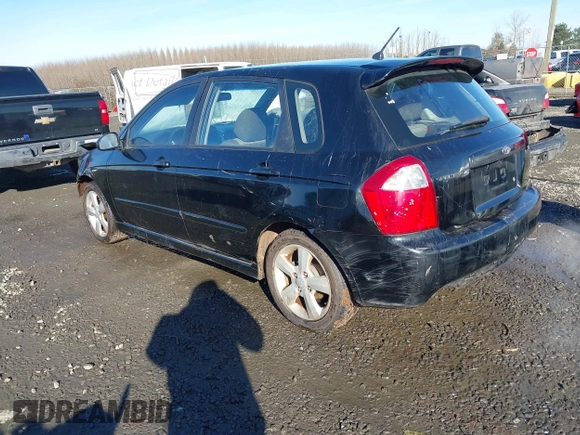 2008 Kia Spectra with VIN KNAFE162485017888, listed as a IAAI auction lot 41334351 with 195,280 mi miles. Bid and sale history available at carsss.com. Image 3.
