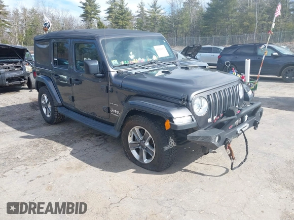 2018 Jeep Wrangler Unlimited Sahara with VIN 1C4HJXEG0JW246110, listed as a IAAI auction lot 41826662 with 65,236 mi miles. Bid and sale history available at carsss.com. Image 1.