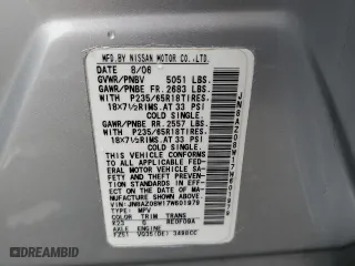 2007 Nissan Murano S with VIN JN8AZ08W17W601979, listed as a Copart auction lot 78601534 with 113,262 mi miles and Non Repairable. Bid and sale history available at carsss.com. Image 14.