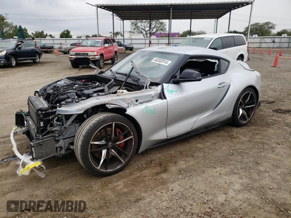 2021 Toyota GR Supra 3.0 with VIN WZ1DB0C03MW042934, listed as a Copart auction lot 45202914 with 34,631 mi miles and Salvage Title. Bid and sale history available at carsss.com. Image 1.