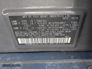 2014 Subaru Outback 2.5i Limited with VIN 4S4BRCLC1E3251925, listed as a IAAI auction lot 41770851 with 179,228 mi miles. Bid and sale history available at carsss.com. Image 9.