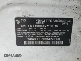 2017 BMW 3 Series 330i xDrive with VIN WBA8D9G50HNU59800, listed as a Copart auction lot 44417915 with 61,809 mi miles and Clean title. Bid and sale history available at DreamBid. Image 12.