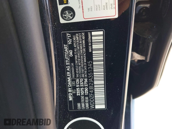 2018 Mercedes-Benz E 300 with VIN WDDZF4JB2JA351345, listed as a IAAI auction lot 41974757 with 53,948 mi miles and . Bid and sale history available at DreamBid. Image 9.