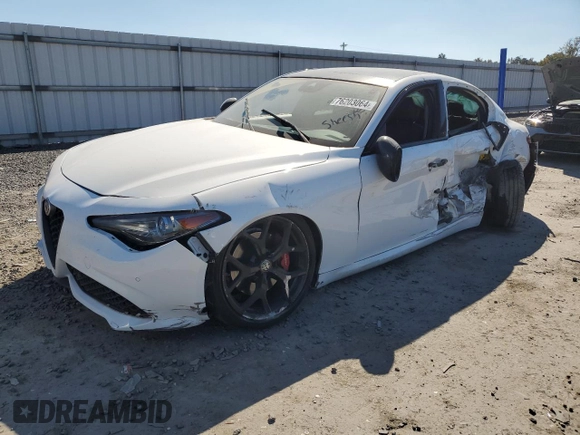 2019 Alfa Romeo Giulia Sport with VIN ZARFAMAN2K7613021, listed as a Copart auction lot 76203064 with 0 mi miles and Salvage Title. Bid and sale history available at carsss.com. Image 1.