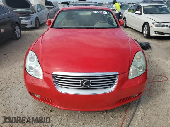 2002 Lexus SC 430 with VIN JTHFN48YX20012798, listed as a Copart auction lot 75269794 with 81,421 mi miles and Non Repairable. Bid and sale history available at DreamBid. Image 5.