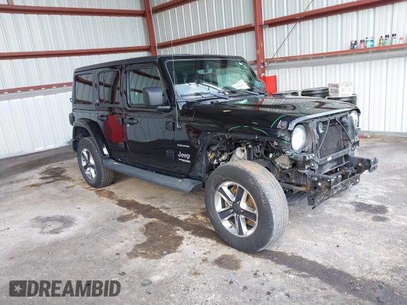 2019 Jeep Wrangler Unlimited Sahara with VIN 1C4HJXEG5KW532861, listed as a IAAI auction lot 41698912 with 121,278 mi miles and . Bid and sale history available at DreamBid. Image 1.