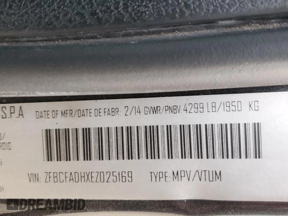 2014 FIAT 500L Trekking z VIN ZFBCFADHXEZ025169, wystawiony jako Copart lot #56508015 z przebiegiem 85 992 mil mil oraz Szkoda całkowita • Salvage title. Historia ofert i sprzedaży dostępna na DreamBid. Obrazek 14.
