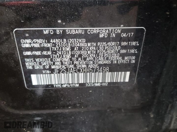 2017 Subaru Forester Premium with VIN JF2SJAECXHH573498, listed as a Copart auction lot 48422423 with 96,826 mi miles. Bid and sale history available at carsss.com. Image 13.