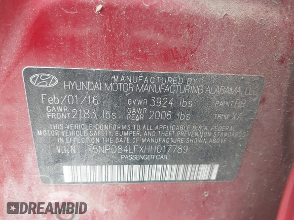 2017 Hyundai Elantra SE with VIN 5NPD84LFXHH017789, listed as a IAAI auction lot 42653070 with 157,597 mi miles and . Bid and sale history available at DreamBid. Image 9.