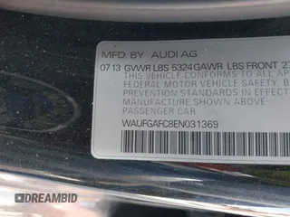 2014 Audi A6 Premium Plus with VIN WAUFGAFC8EN031369, listed as a IAAI auction lot 42245643 with Not provided miles and . Bid and sale history available at DreamBid. Image 9.