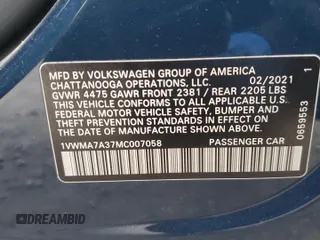 2021 Volkswagen Passat 2.0T R-Line with VIN 1VWMA7A37MC007058, listed as a Copart auction lot 44601465 with 29,839 mi miles and Salvage Title. Bid and sale history available at carsss.com. Image 14.