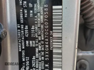 2012 Kia Optima LX z VIN 5XXGM4A70CG070588, wystawiony jako Copart lot #57240995 z przebiegiem 137 601 mil mil oraz Szkoda całkowita • Salvage title. Historia ofert i sprzedaży dostępna na DreamBid. Obrazek 12.