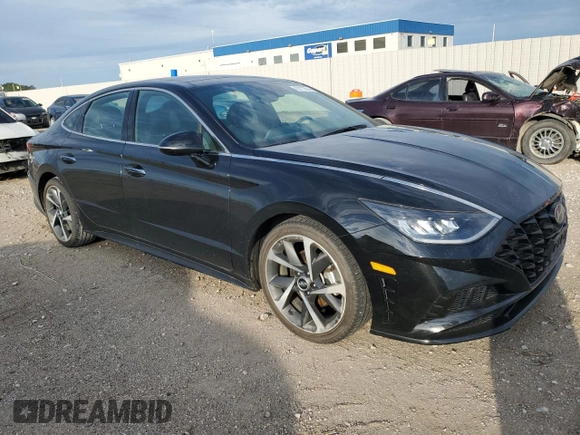 2021 Hyundai Sonata SEL Plus with VIN 5NPEJ4J27MH124513, listed as a Copart auction lot 60113514 with 25,378 mi miles and Salvage Title. Bid and sale history available at DreamBid. Image 4.