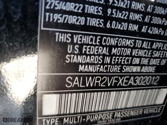 2014 Land Rover Range Rover Sport HSE with VIN SALWR2VFXEA302012, listed as a Copart auction lot 78683644 with 119,069 mi miles and Salvage Title. Bid and sale history available at carsss.com. Image 10.