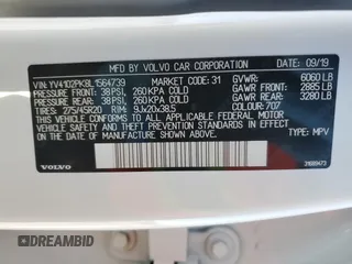 2020 Volvo XC90 Momentum with VIN YV4102PK8L1564739, listed as a Copart auction lot 87068654 with 47,655 mi miles and Salvage Title. Bid and sale history available at carsss.com. Image 13.