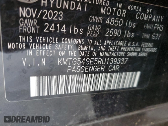 2024 Genesis G70 Sport Advanced with VIN KMTG54SE5RU139337, listed as a Copart auction lot 57085735 with 1,290 mi miles and Salvage Title. Bid and sale history available at DreamBid. Image 12.